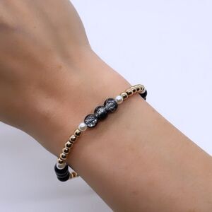 NWT Wool + Pepper Co. Black Glass Beaded Bracelet